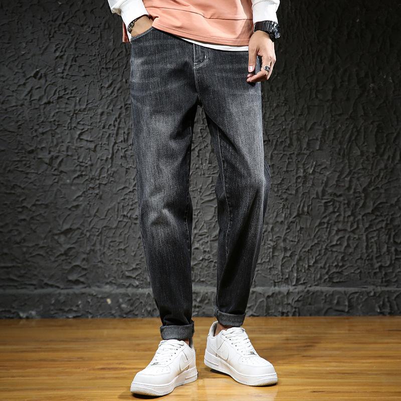 

Autumn and winter new jeans denim plus size trousers fashion pants men's loose stretch harem pants dropship, Black