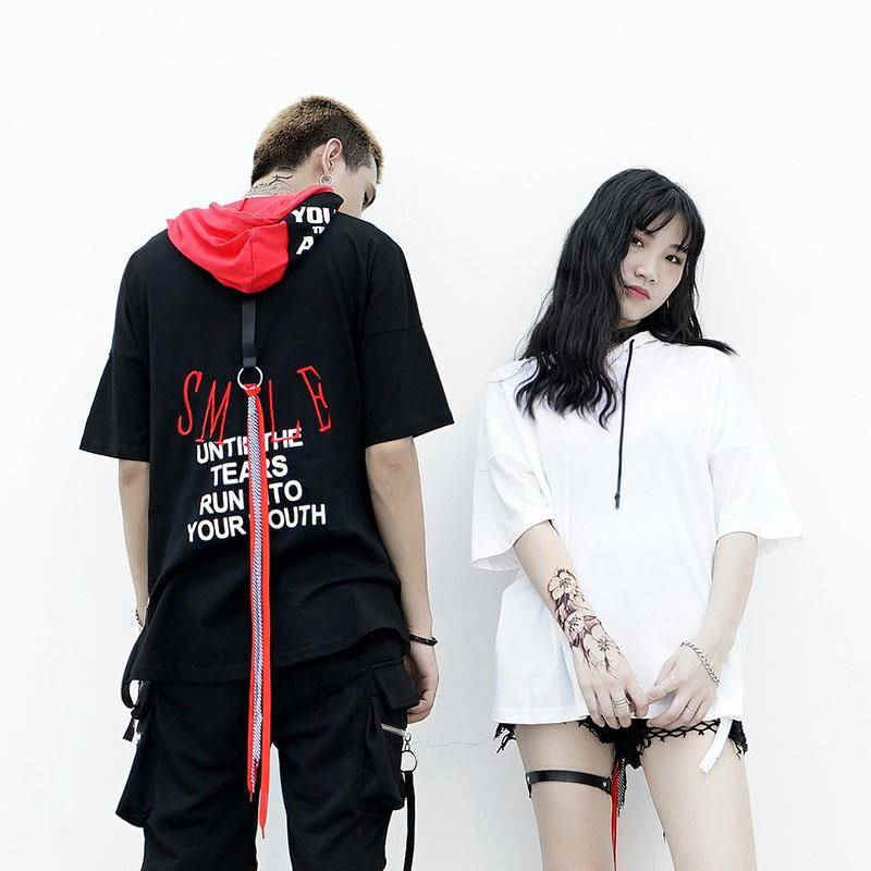 

Hip Hop T Shirt Man Fashion Cotton Harajuku Tshirt Streetwear male Korean T-shirt Funny Casual Summer Top Tees Hooded Shirts, Short sleeve black