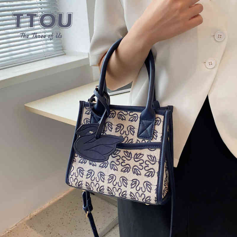 

Shopping Bags Large Capacity Canvas Shoulder Crossbody Busket Vintage Trendy Swan Embroidery Lady Handbag Female Prortable Tote 220310, Black