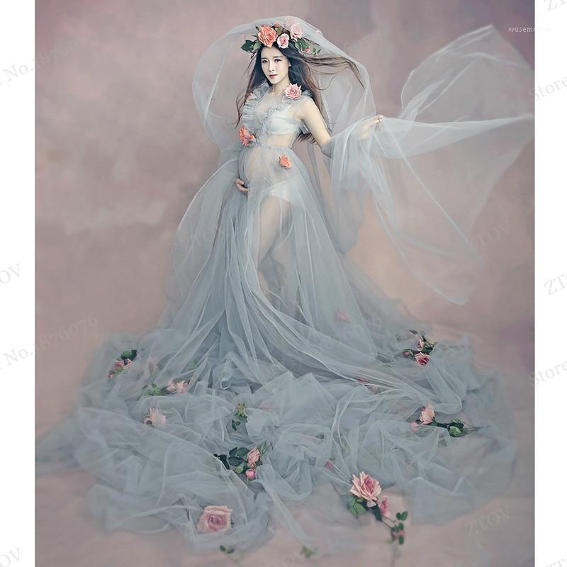 

New Maternity Photography Props Lace Pregnant Dress Robe Grossesse Photographie Maternity Clothes1, Gray
