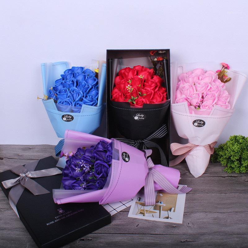 

Fake flowers soap rose gift Artificial flower Decorative Flowers for Wedding Party Valentine's day simulation rose gift box1