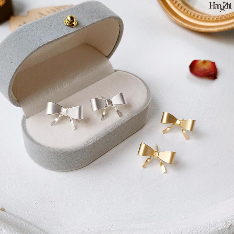 

Hangzhi Copper-plated Quality Earrings Bowknot Japanese Simple Creative Compact Women's Earrings Jewelry Trendy 2020 New