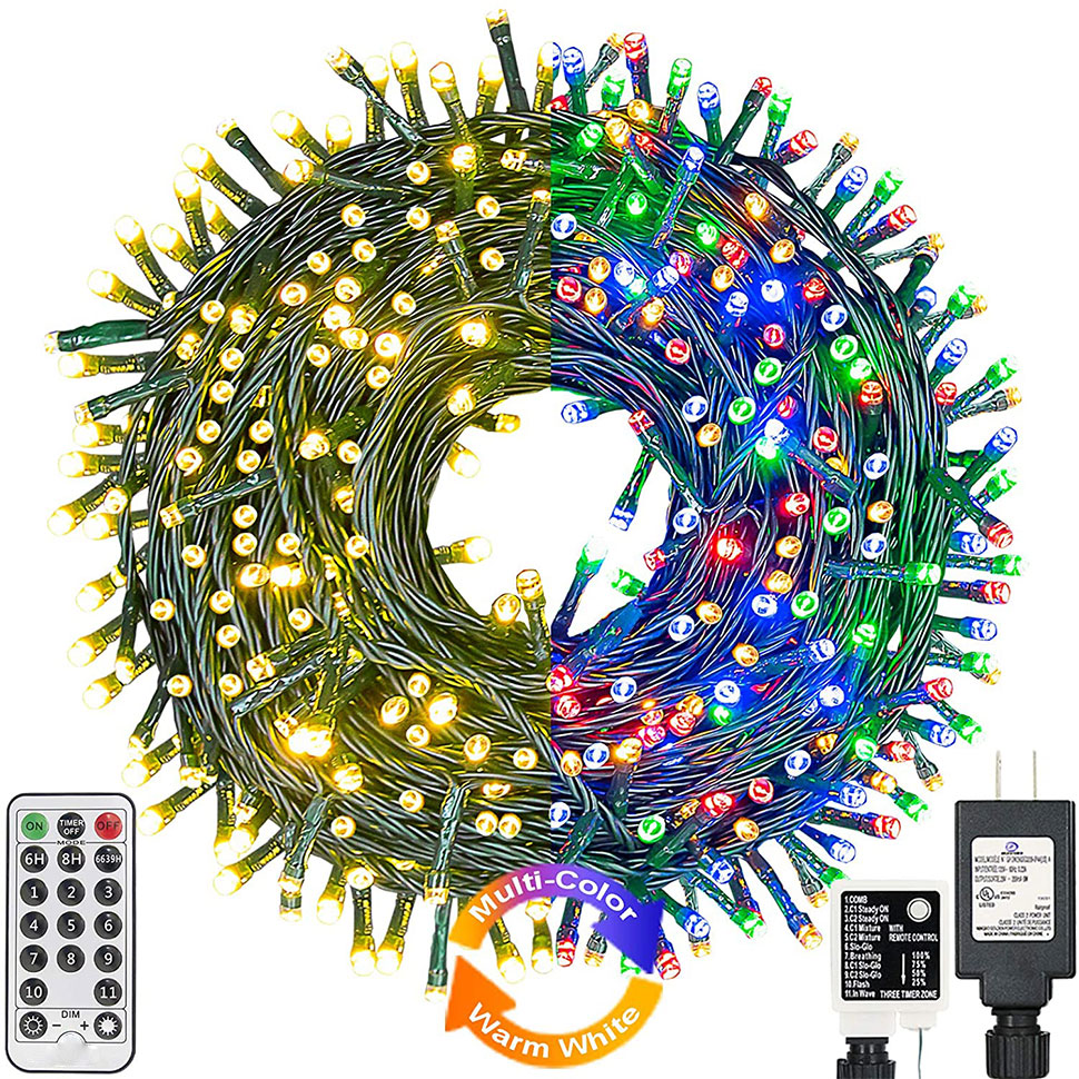 

LED Strings, Warm White Multicolor Color Changing Christmas String Lights 11 Modes , 66ft 200 LEDs Extendable Fairy Light for Xmas Party Tree Wedding
