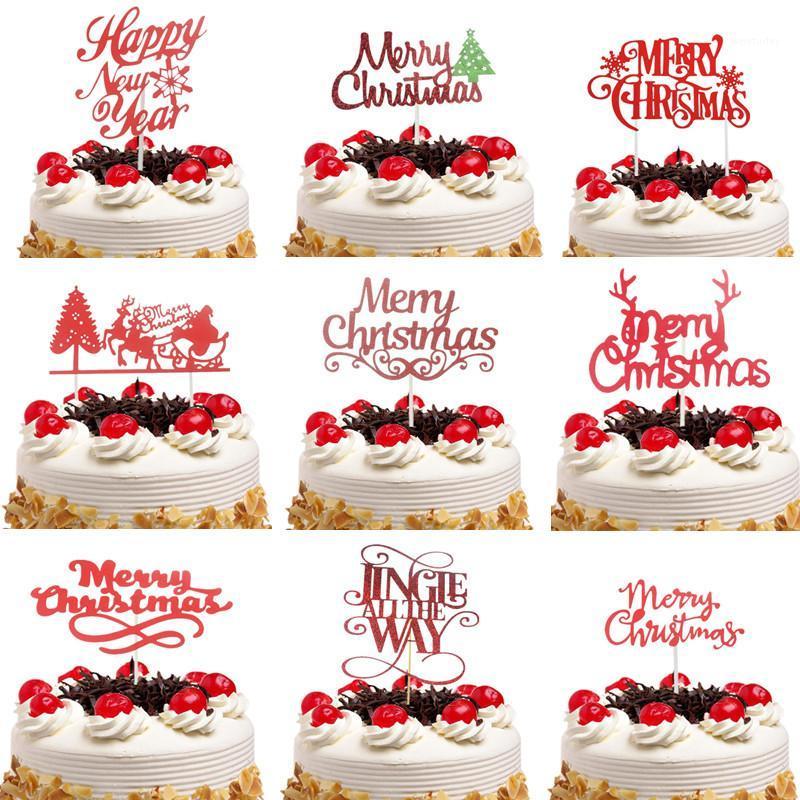 

Red Cake Topper Merry Christmas Happy Happy New Year Cupcake Toppers Flags DIY Baking Baby Shower Kids Party Wedding Birthday1