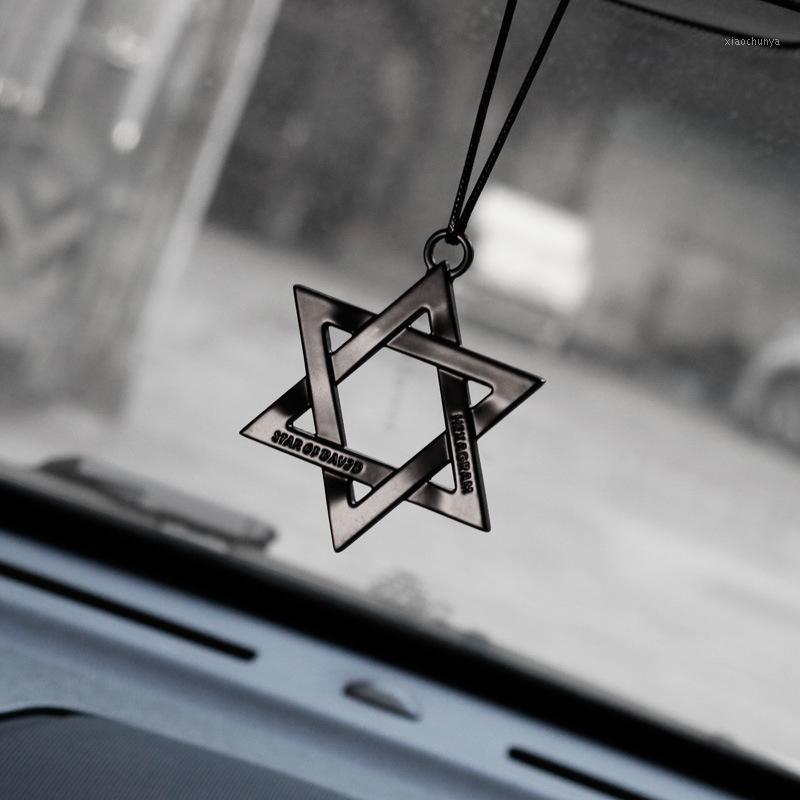 

Car Ornaments Metal Unique Six Horns Star Automobile Interior Rearview Mirror Hanging Dangle Ornament Decoration Accessories1