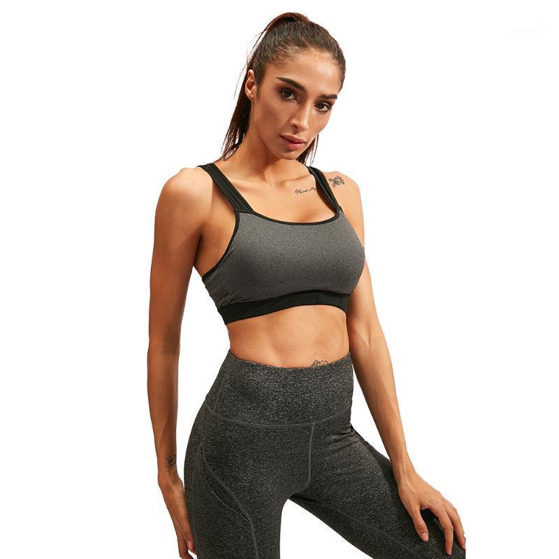 

Fitness Women Sports Bras Tank Top Padded Workout Vest Backless Racerback Splice Color Running Gym Yoga Sport Brassiere Bra1, Blue