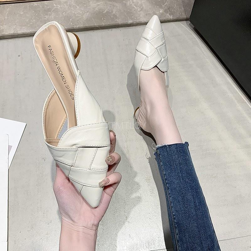 

Women's Shoes Slippers Summer 2021 New Fashion Outdoor Pointed Muller Zapatillas Mujer Casa Sapatos Femininos Flip Flop, Beige