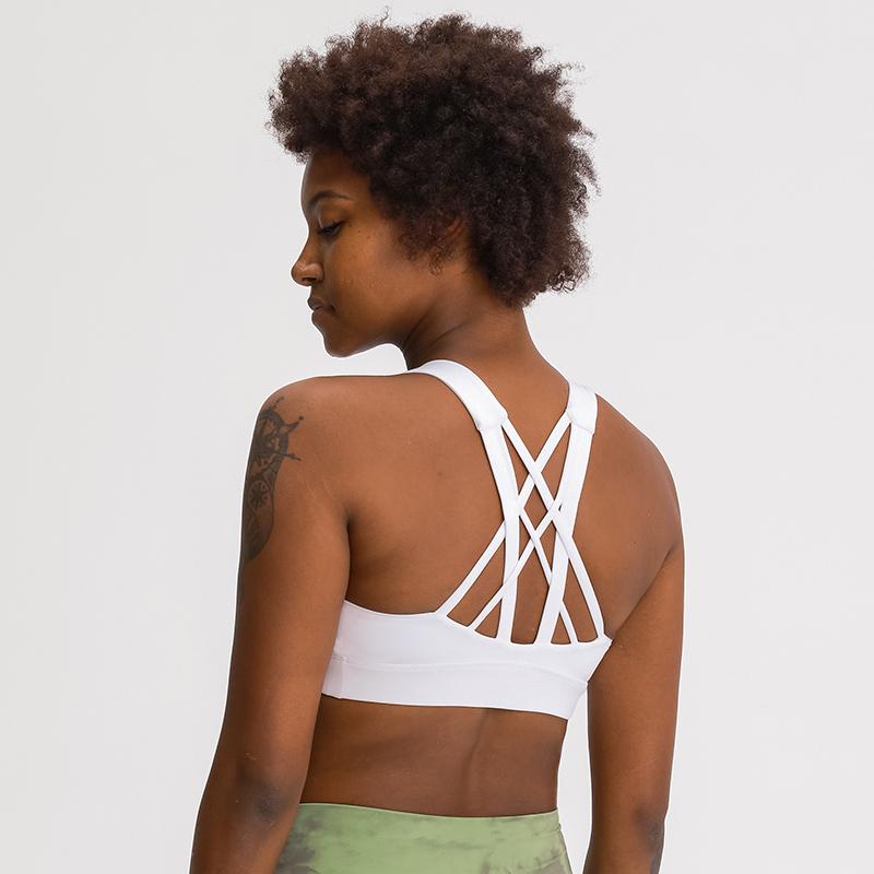 

Naked Feeling Strappy Sports Bra For Women Gym Fitness Top Padded High Impact Yoga Bra With Removable Cups Push Up Sport, Black