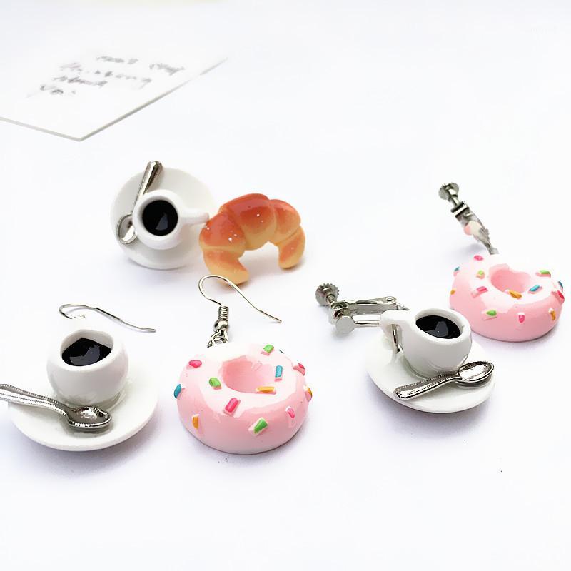 

Dangle & Chandelier Funny Lovely Afternoon Coffee Bread Donuts Resin Earrings Asymmtric Cartoon Drop Women Girls Brincos1