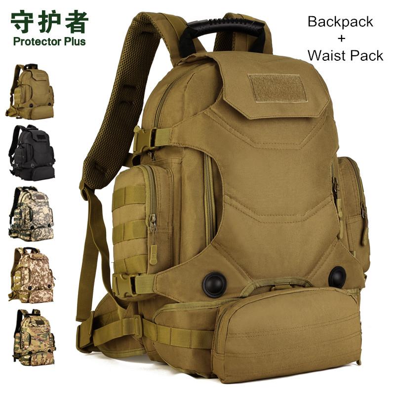 

Hot Unisex 40L Multi-Function Camouflage Backpack Tactical Nylon Waist Pack Waterproof Outdoor Travelling Hiking Bags, Black