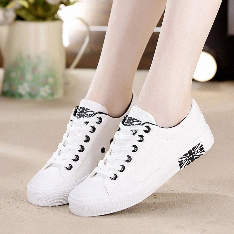 

2020 Women's Vulcanize Shoes Canvas Flats Shoes Woman Unisex Fashion Breathable Solid Shallow Lace-Up Ladies Sheos Size 35-44 #Y70f