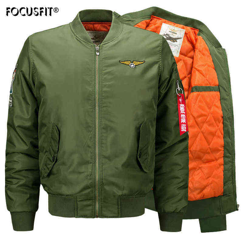 

FOCUSFIT High Quality Thick and Thin Army Green Military Motorcycle Ma-1 Aviator Pilot Air Men Bomber Jacket Male Plus Size Ma-1 G1231, Black
