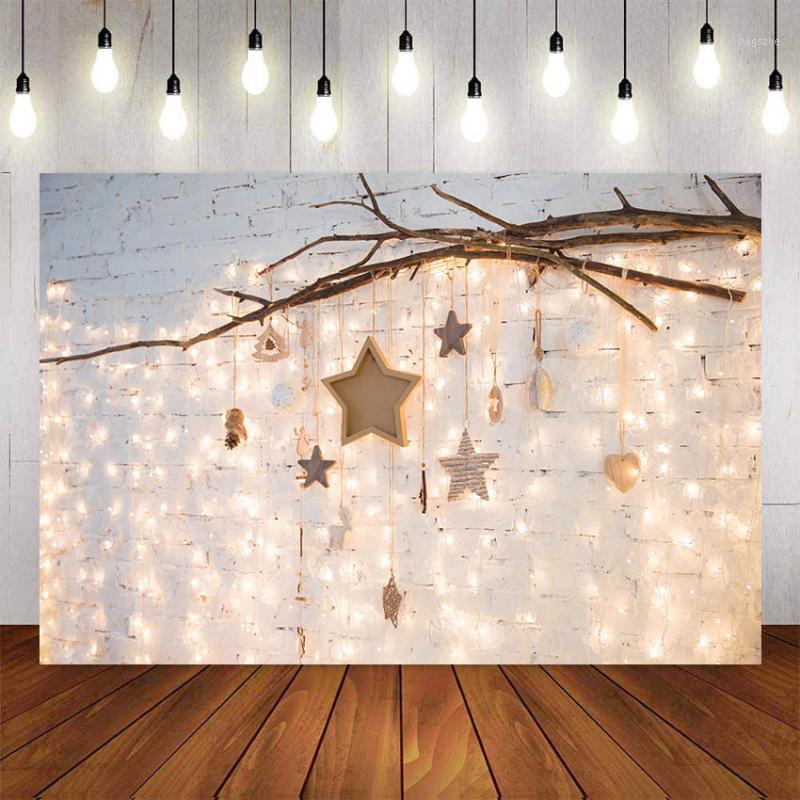 

Photography background White Brick Wall Flash Gold Stars Glittering Backdrops for Photo Studio Backdrop Photocall Photo Prop1