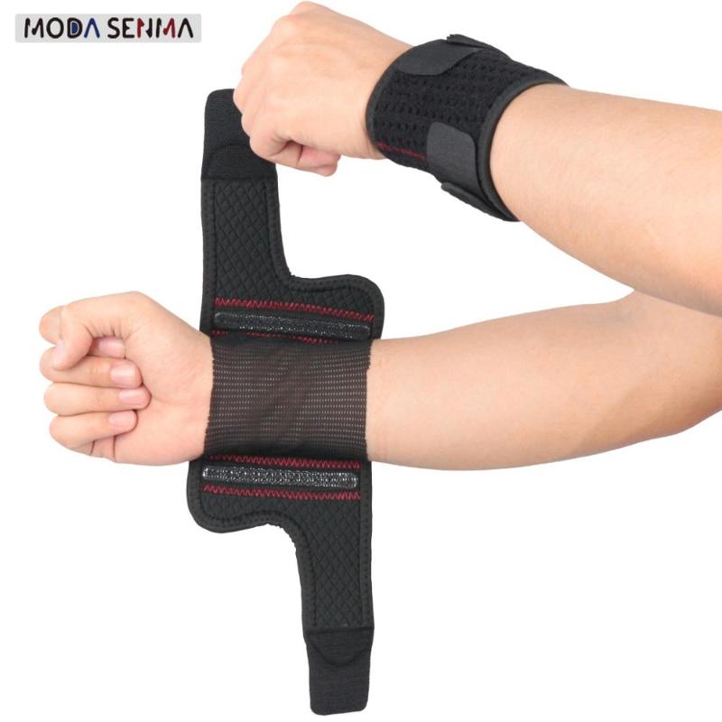 

Spot wholesale wrist guard aluminum spring support wrist guard fitness weight lifting tenosynovitis sports protector gym, Black