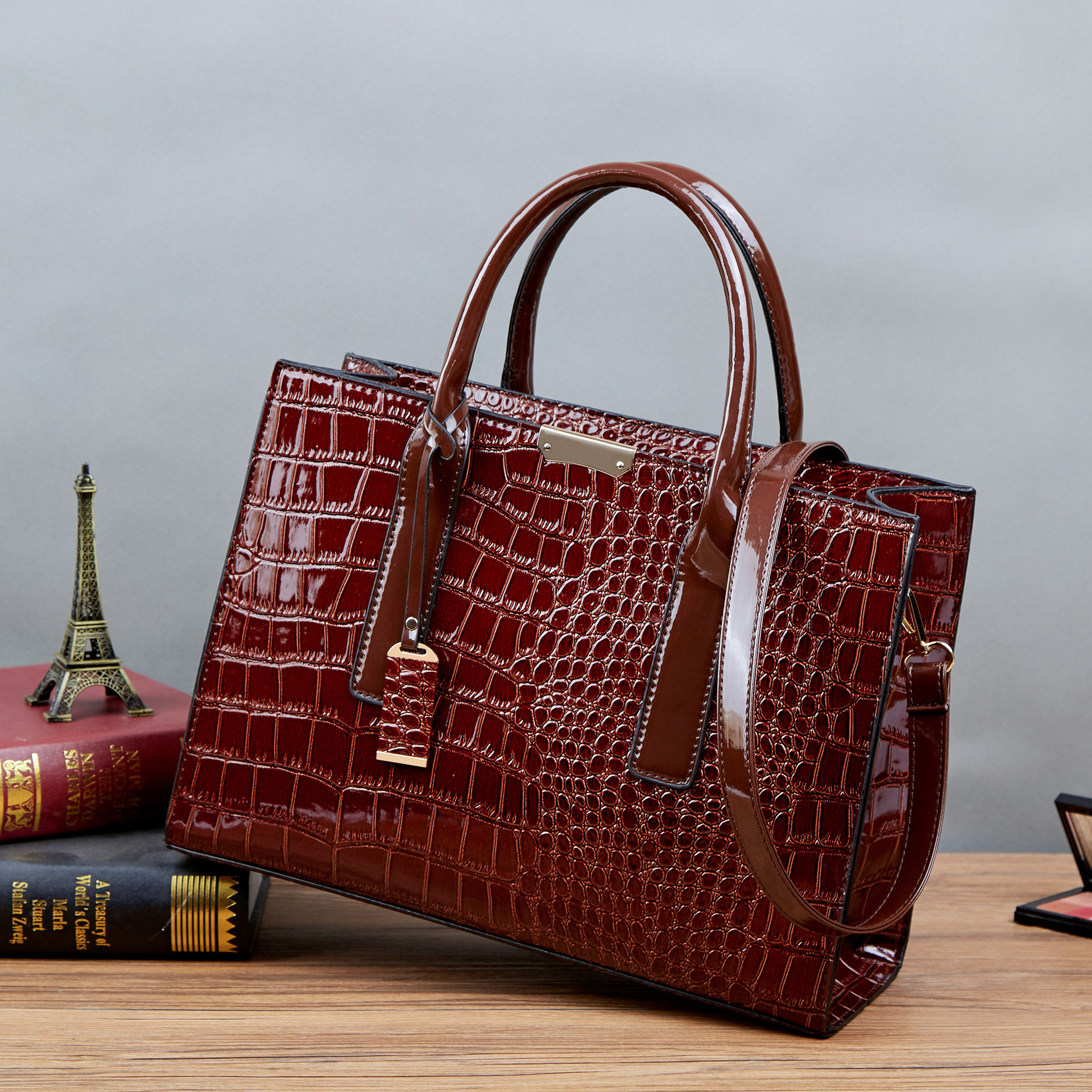 

HBP Lady purses handbags alligator pu leather high quality modern square cheap shoulder shopping bag ladies purses lady hand bag, Red