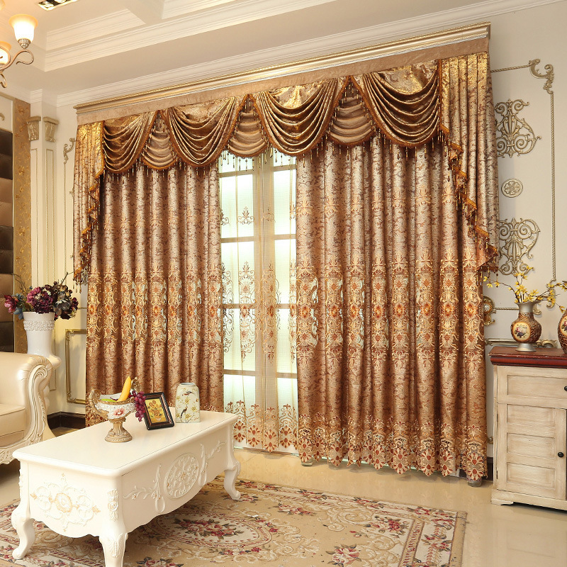 

1PC Pelmet European Royal Luxury Valance Curtains for Living Room Window Golden Curtain for Bedroom Tulle jacquard Curtain T200323, 1pc tulle