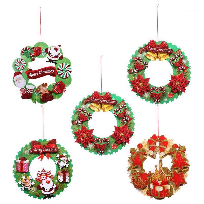 

Decorative Flowers & Wreaths 5Pcs Christmas Wreath Home Decoration Creative Sticker For Mall Decor