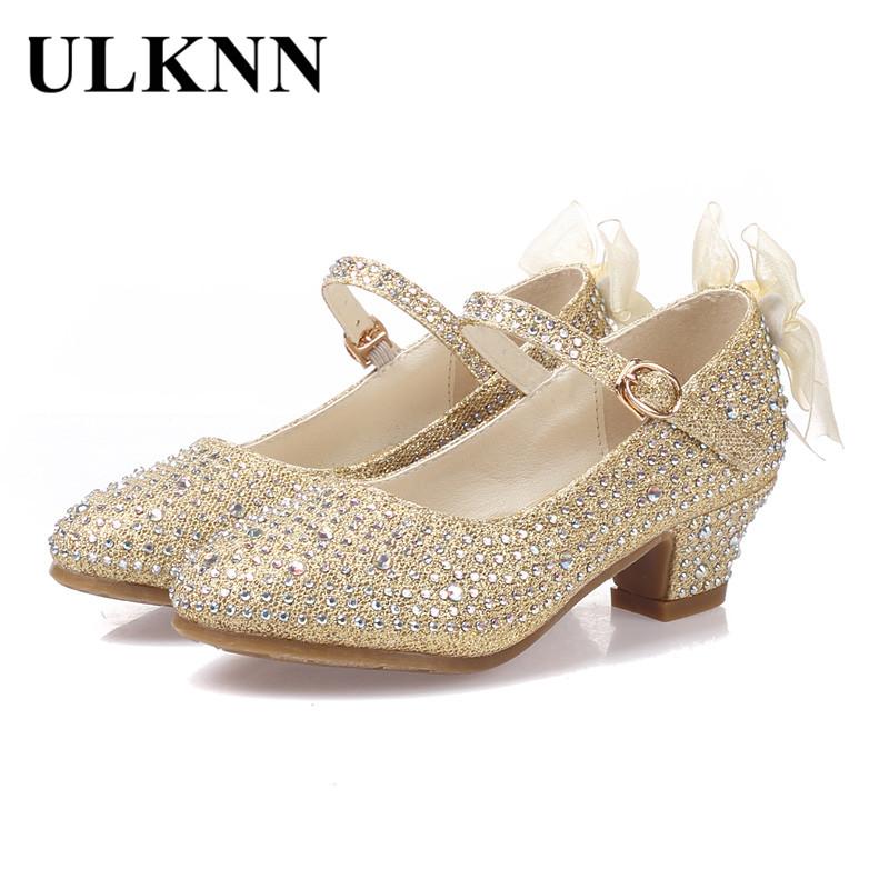 

ULKNN Spring Kids Girls Shoes Princess Girls Sandals Leather Shoes Children Party Sandal for Girl High heel Shoe sapato infantil, Silver