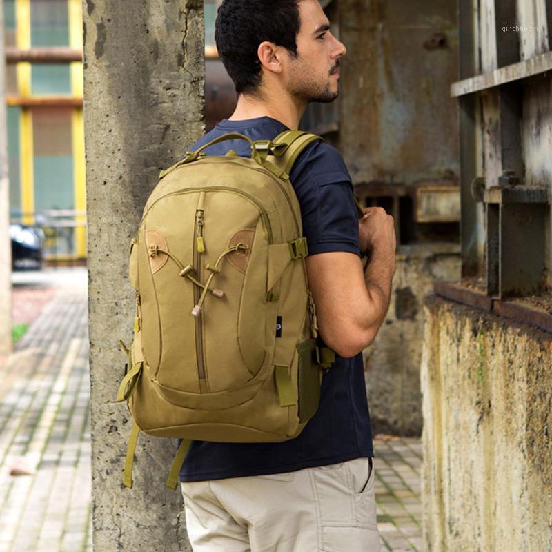 

Men Rucksack Backpack Tactical Assault Pack Army Bag Male Waterproof Travel Hiking Hunting Camping Outdoor Sport XA52D1, Khaki