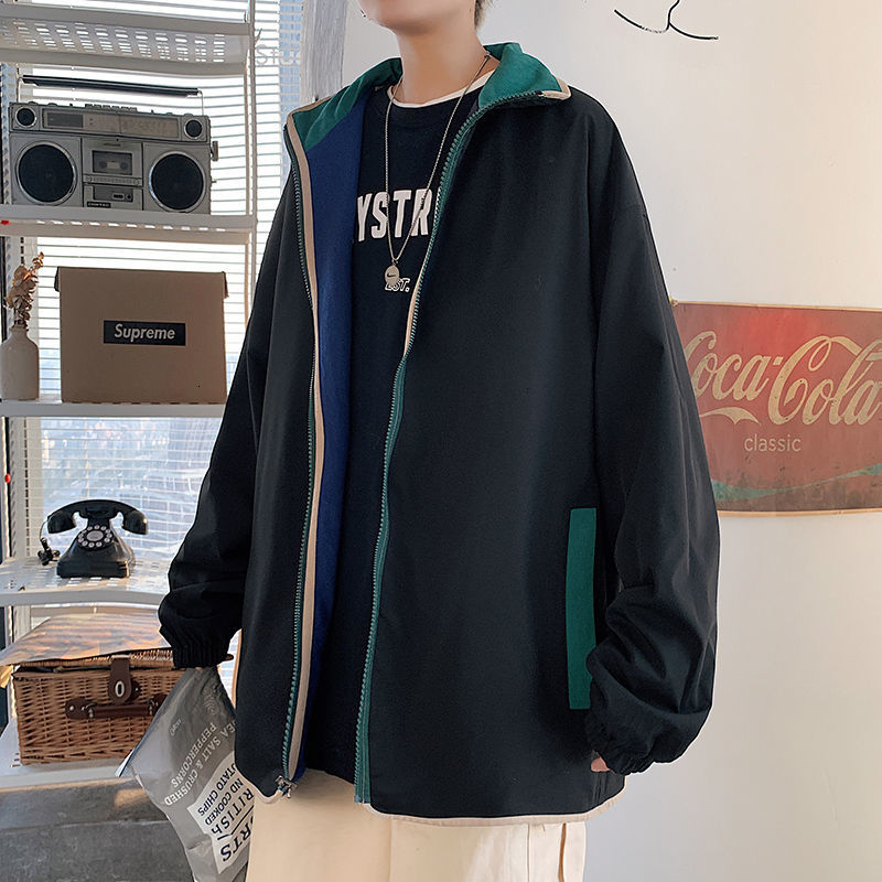 

Spring 2021 Men's New Sewing Autumn Blurs M-5xl Young Campus Jacket UJHM, Black