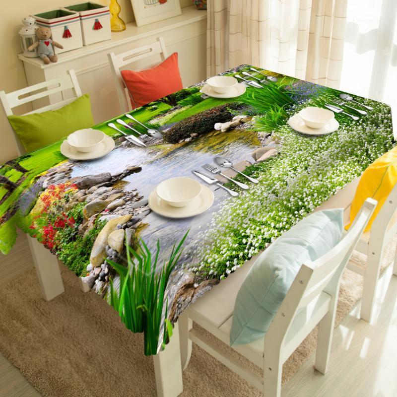 

3D Tablecloth Merry Christmas Flowers and Plants Pattern Waterproof Cloth Thicken Rectangular and Round Wedding Table Cloth1