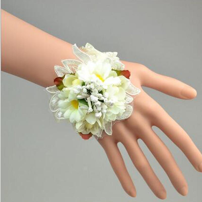 

1Pcs DIY New Style Fashion Wedding Wrist Flowers With Rose Hand Flower Artificial Flowers For Wedding Decoration, Red