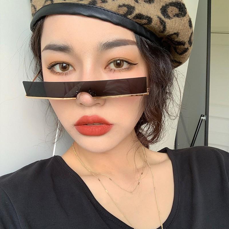 

Fashion One-Piece Lens Frameless Women Transparent Colored Decorative Sunglasses Eyewear Accessories