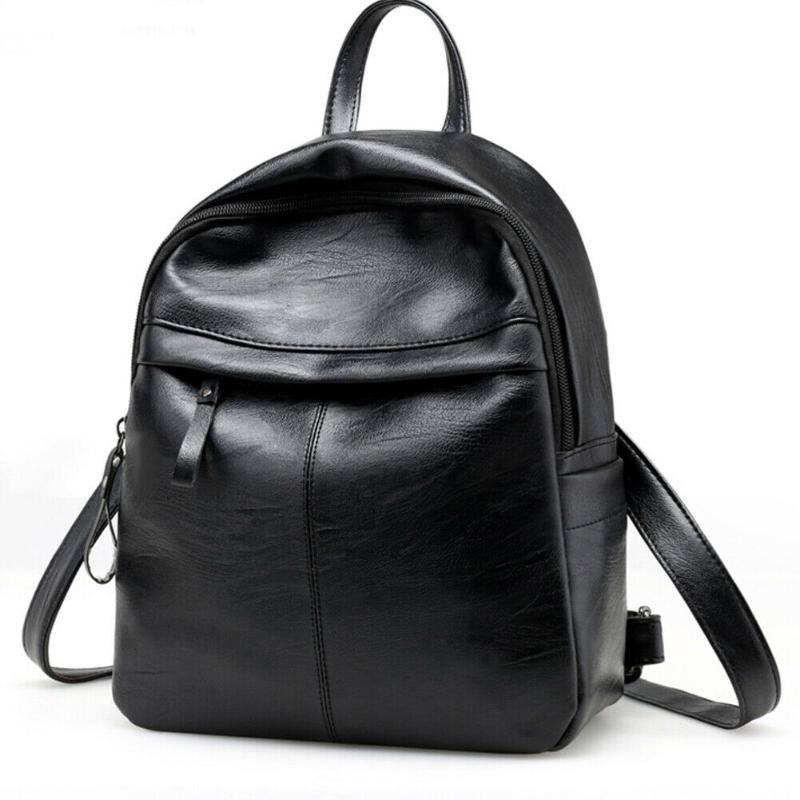

New fashion women's backpack Anti-theft school bag black PU leather travel shoulder bag