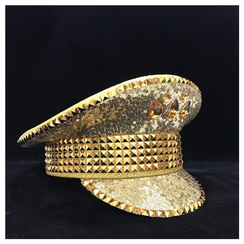 

Steampunk New Men Women Hat Gold Cotton Hat Captain Guard Adult 3 Size, White