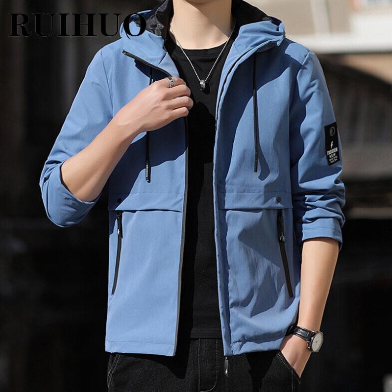 

Men's Jackets RUIHUO Hoodies Mens Jacket Coat Japanese Varsity Bomber Clothes Korean Windbreaker Harajuku 4XL 2022 Spring, Black;brown