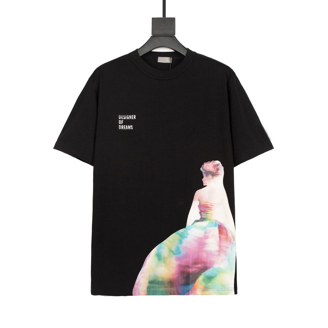 21SS Mens New Hot Stylist T-shirts Fashion Fashion Print Simple Casual Shirts Womens Clothing Tees Black White XS-L