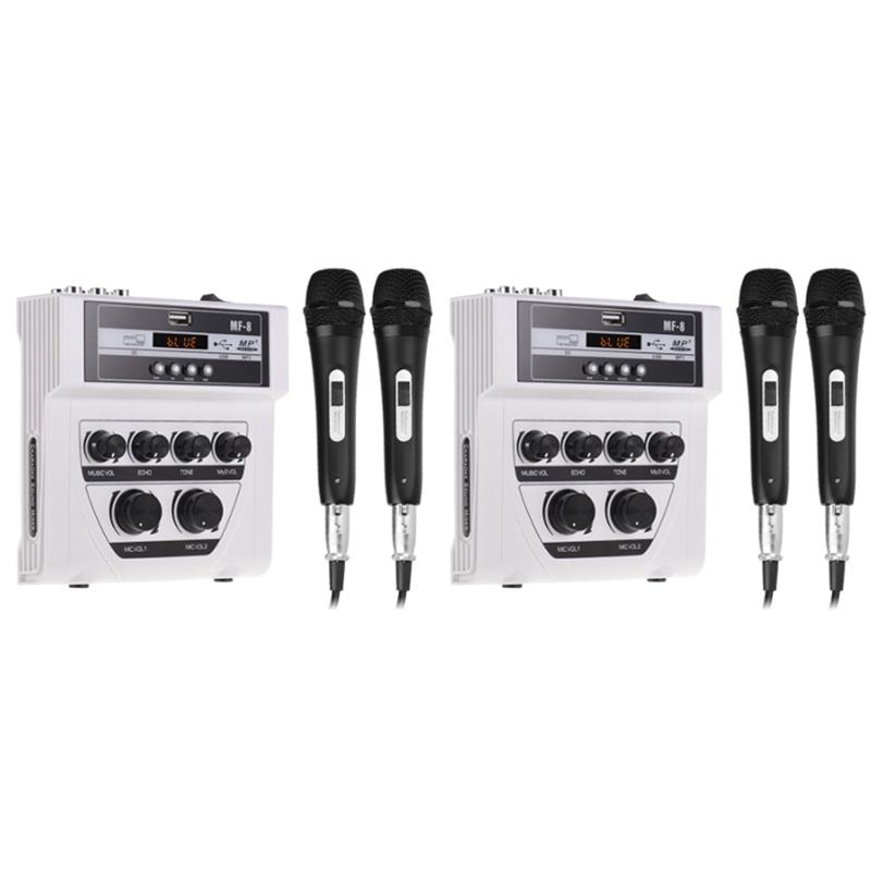 

AMS-Bluetooth o DJ Mixer Home Mixer Outdoor Microphone Small with 2 Microphone White