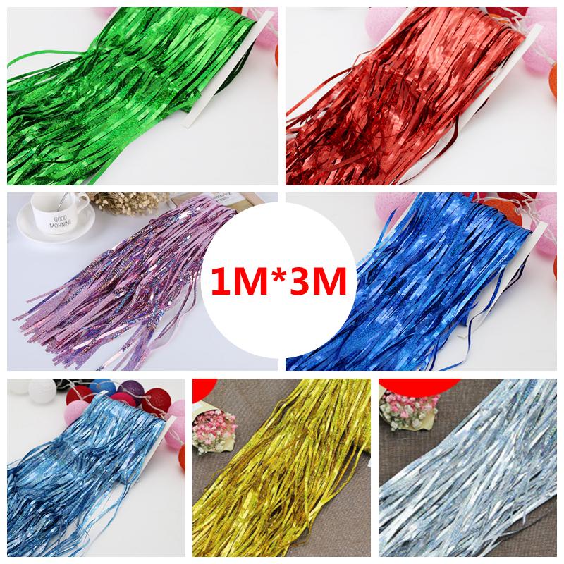 

1M*3M long Rainbow Laser Shiny Rain Curtains Deco mariage Wedding Birthday party Decor photo booth backdrop Background Supplies