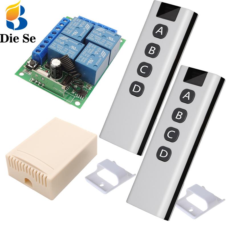 

DieSe 433MHz Remote Control Switch DC 12V 10A 4CH Receiver Module Motor controller Transmitter 4buttons For Light/Fan/Smart Home