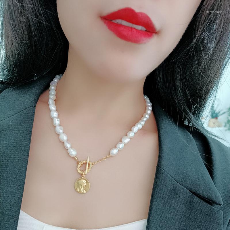 

Timeless Wonder Glam Retro Portrait Natural Pearl Choker Necklace Women Jewelry Gothic Boho Designer Punk Figure Ins Top 78331
