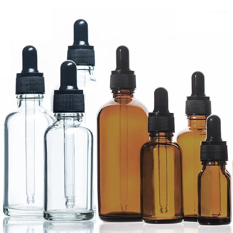 

10Pcs 5ml/10ml/15ml/20ml/30ml/50ml Amber Empty Spray Dropper Bottle Storage Container Refillable Glass Essential Oil Bottle1