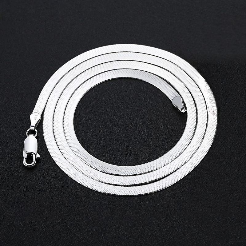 

4MM Necklace Collar Chunky Chains Short Couple Jewelry 925 Sterling Silver Snake Flat Knife Necklaces Chain Fashion Jewelry 333 J2