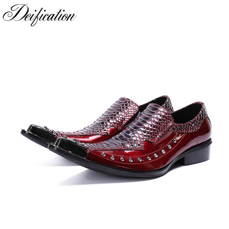 

Deification Luxury Rivets Studded Casual Leather Shoes Slip On Oxford Shoes For Men Formal Business Dress Chaussure Homme, Black