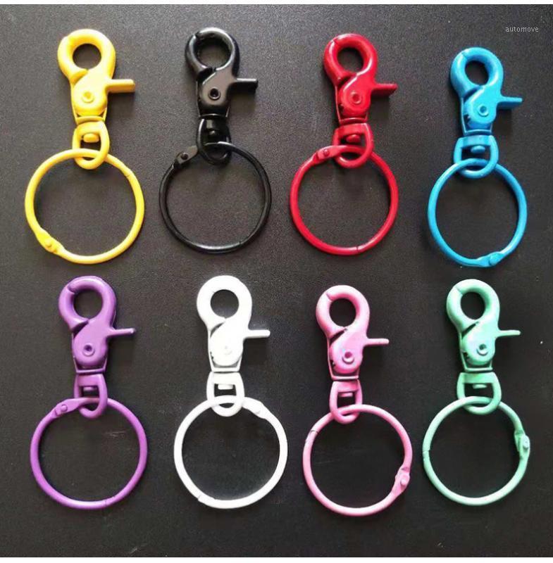 

100pcs/Lot Colorized DOG CLIPS Candy Color Hooks Swivel Hook Keyring Keychains Key Ring1