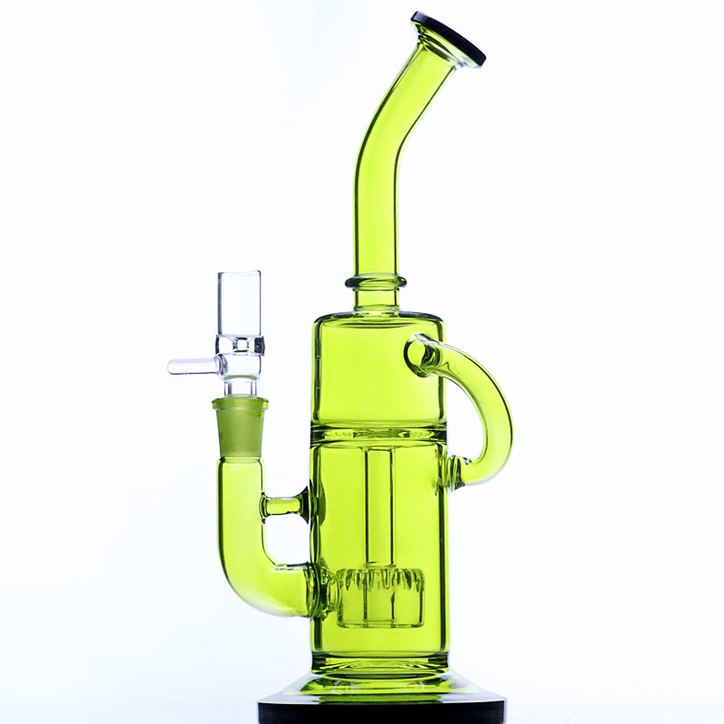 

green pyrex beaker bong glass water pipe bong oil rig recycler bong double filter dab rig