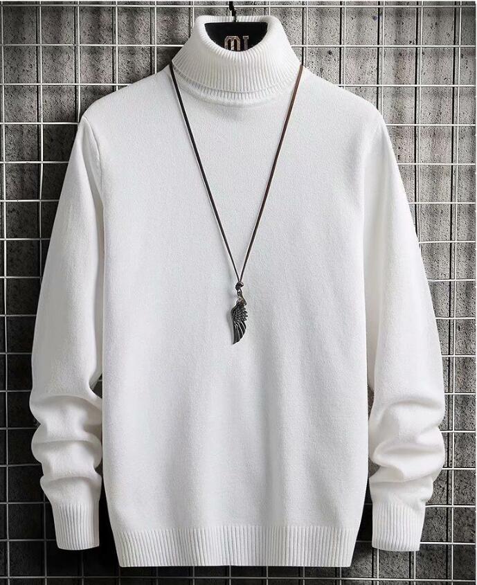 

2021 New Autumn Winter Men's Turtleneck Sweater Slim Knitted Keep Warm Clothes OAQE, Blue