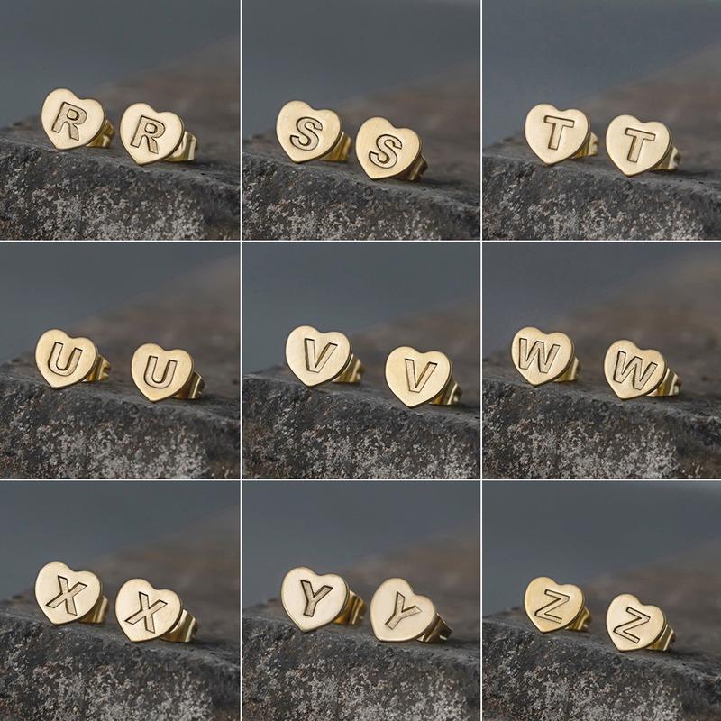 

Stud Minar Alphabet Earrings Stainless Steel Initial 26 Letters For Women Girls Kids Everyday Jewelry Bijoux Gift