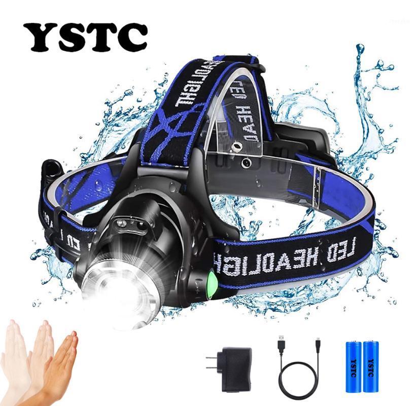 

LED Headlamp Motion Sensor Headlight 4 Modes T6/L2 Rechargeable Waterproof Zoomable Camping Fishing Light Use 2*18650 Batteries1