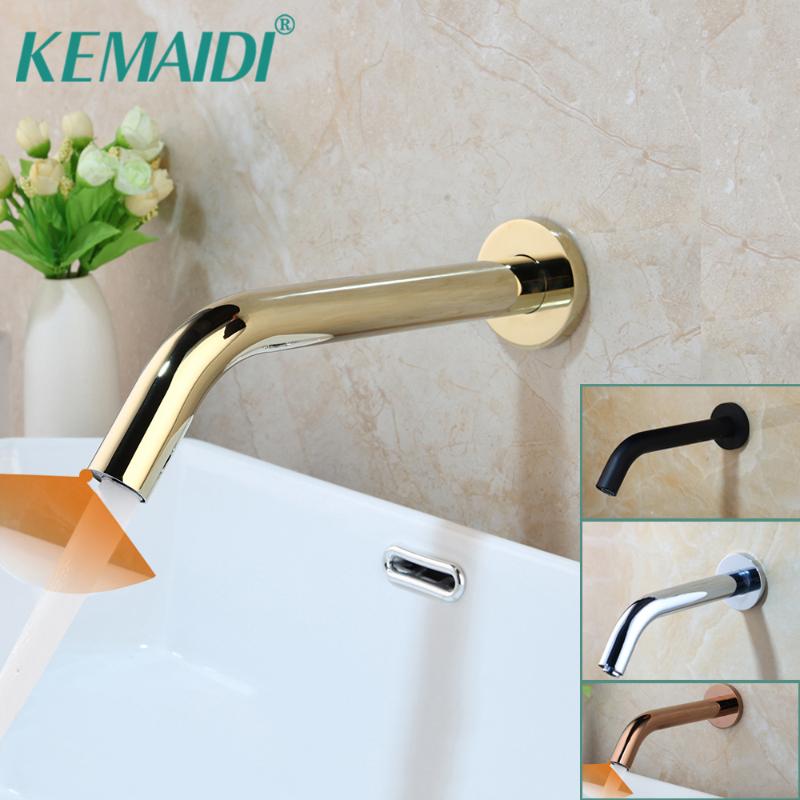 

KEMAIDI Chrome Black Bathroom Faucet Gold Wall Mount Sensor Faucet Automatic Hands Free Touch Sensor Bathroom Sink Tap