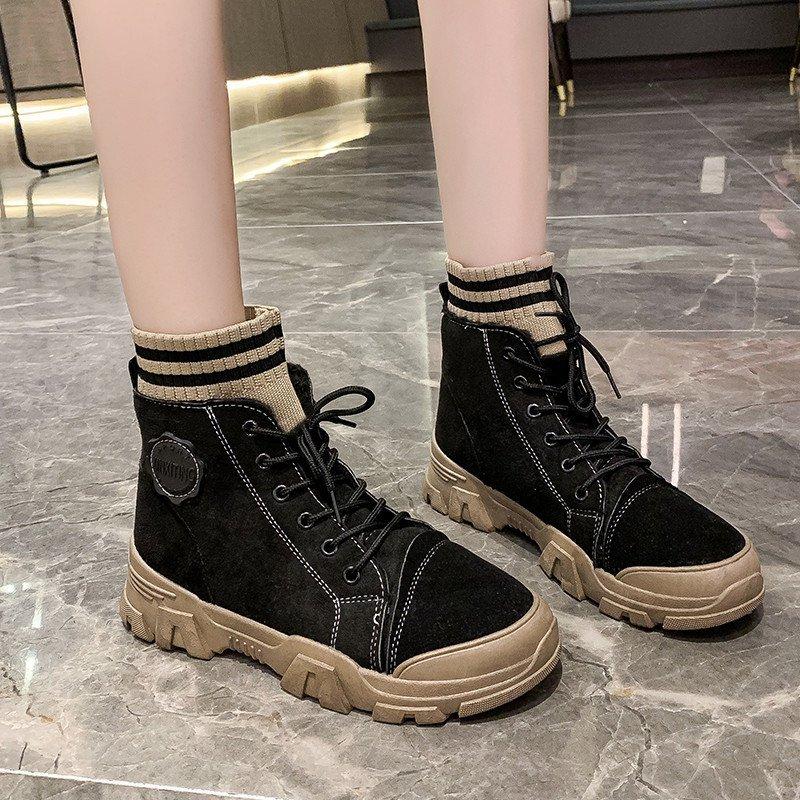 

YRRFUOT Women Casual Boots Brand Lace-up Outdoor Woman Fashion Flat heel Boots 2021 Autumn Zapatos Mujer Women's Hot Sell, Khaki