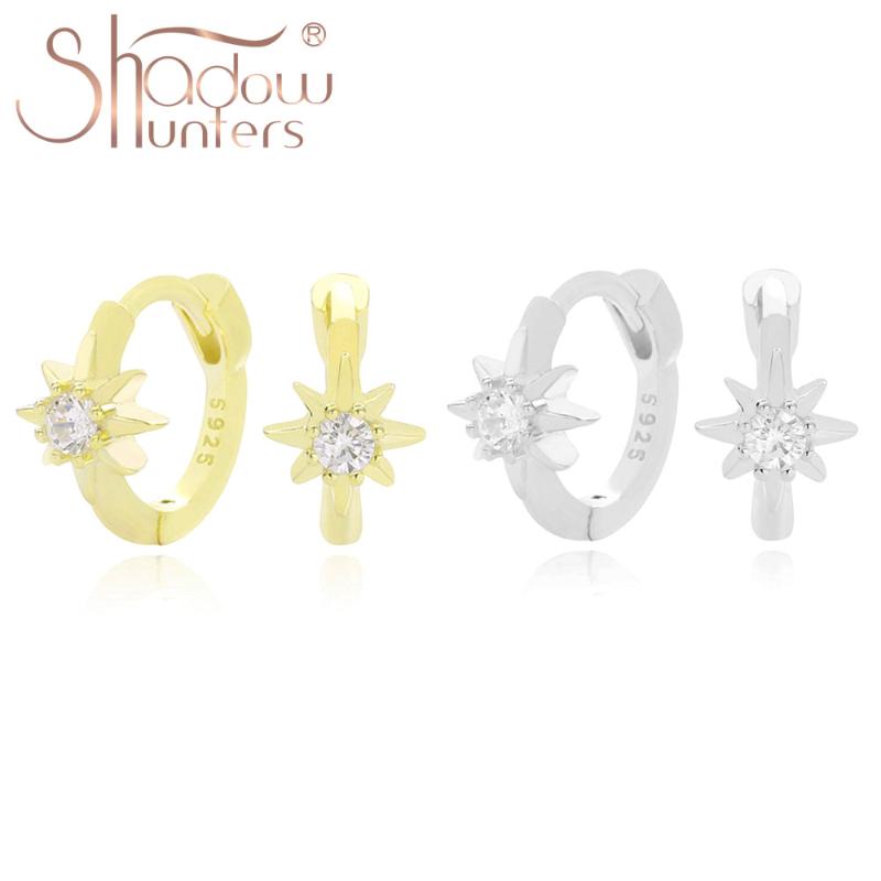 

SHADOWHUNTERS Original 925 Sterling Silver Sun Hoop Earrings Crytal Hoops For Women Fashion Jewelry Zircon Daith Star Piercing