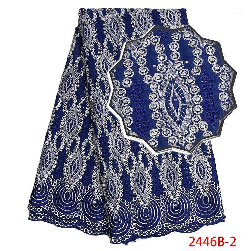 

Nigeria Lace Fabric High Quality,Latest Swiss Volie Cotton Lace Fabric, African Embroidered Fabric with Stones KS2446B-21
