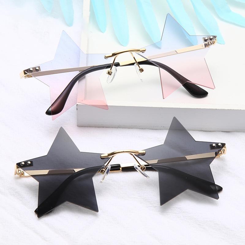 

New 2021 Personality Sunglasses Fashion Frameless Sun Glasses Vintage Unique Star Shape Eyewear Party Travel UV400