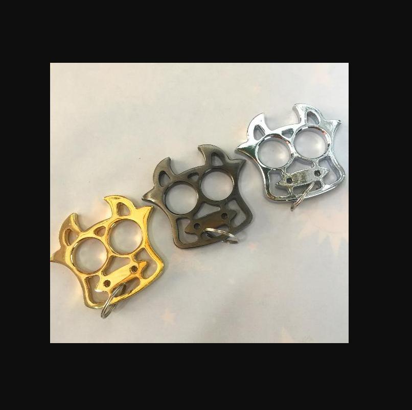 

OUTDOOR cow Protective Gear safety equipment cow key chain finger tiger GILDED THICK STEEL BRASS KNUCKLE DUSTER Protective Gear self-de13121