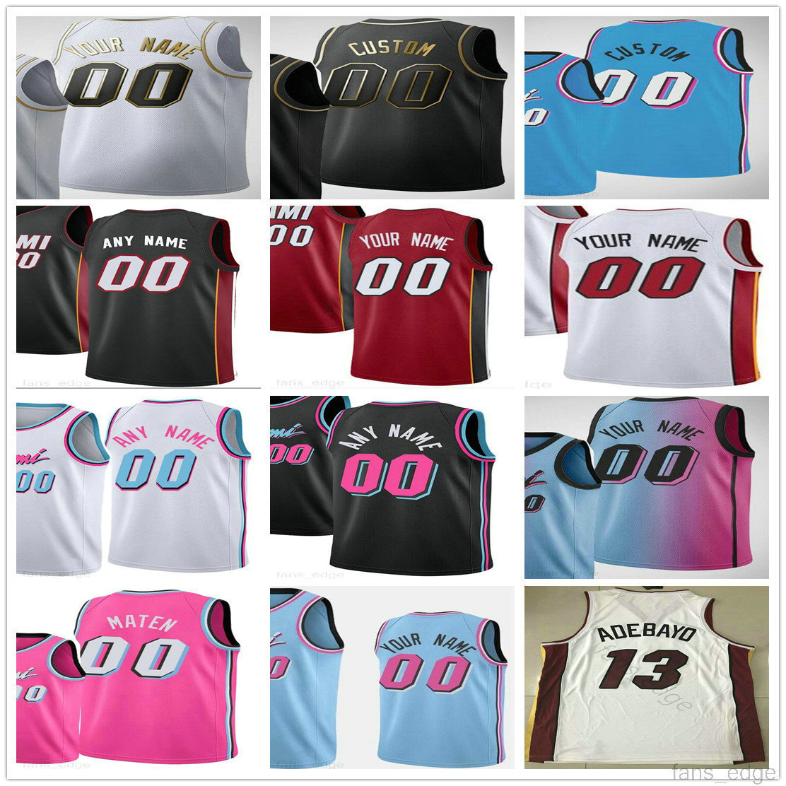 

Custom Printed Jimmy 22 Butler Tyler 14 Herro Bam 13 Adebayo Duncan 55 Robinson Goran 7 Dragic Man Women Kids Youth Top Basketball Jersey